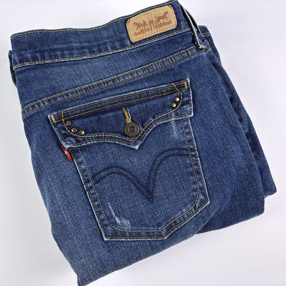 Levis Bootcut Jeans Womens Sz 14M Medium Wash Blue‎ Denim Flap Pockets